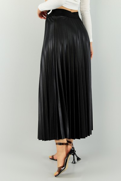 Siyah Pileli Beli Lastikli Etek 74853