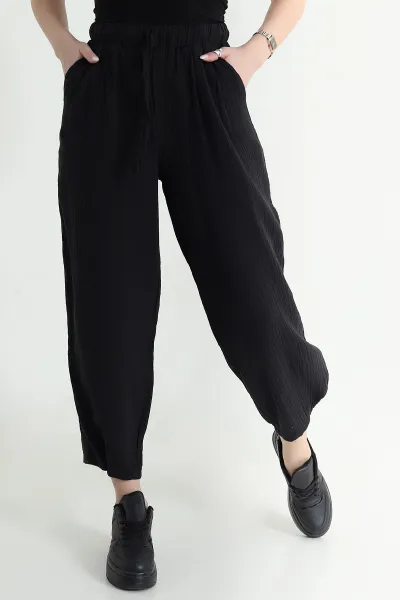 siyah-pileli-cepli-muslin-keten-kadin-pantolon-444877