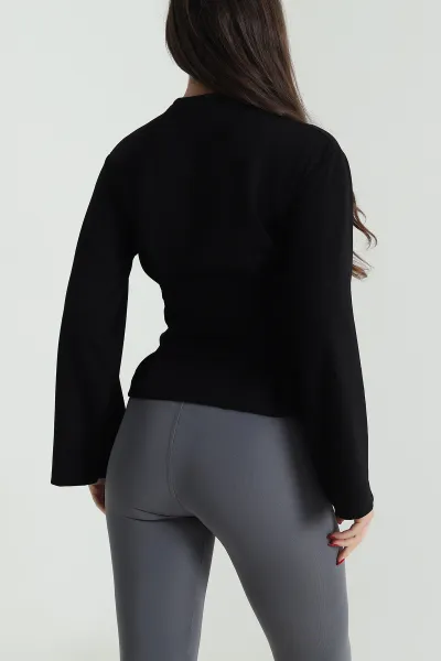 Siyah Pileli Oysho Kadın Sweat 494118