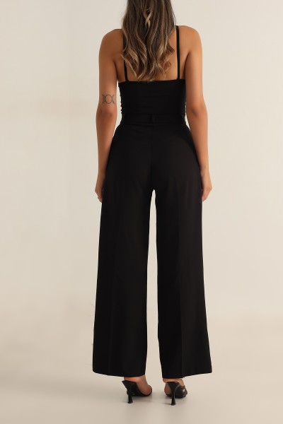 Siyah Pileli Palazzo Bayan Pantalon 196240
