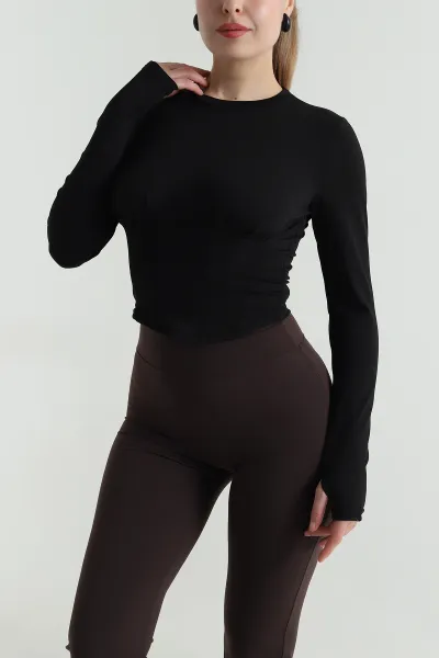 Siyah Pileli Sandy Kadın Bluz 496349