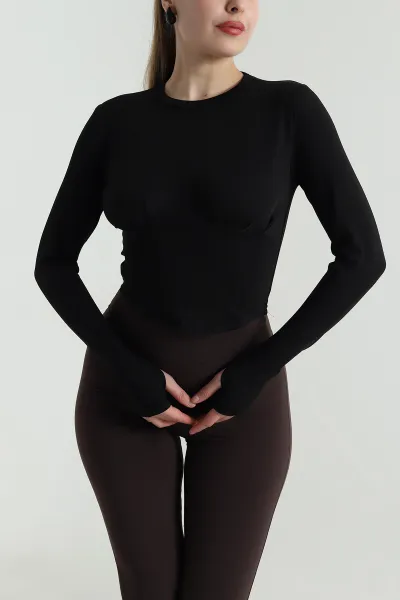 Siyah Pileli Sandy Kadın Bluz 496349