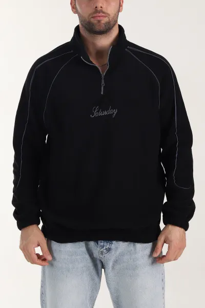 siyah-polar-kumas-yarim-fermuarli-yazi-detayli-erkek-sweatshirt-408547