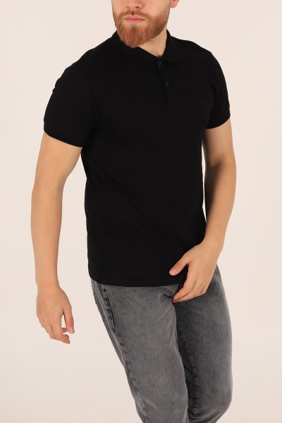 Siyah Polo Yaka Dügmeli Erkek Tişört 171485
