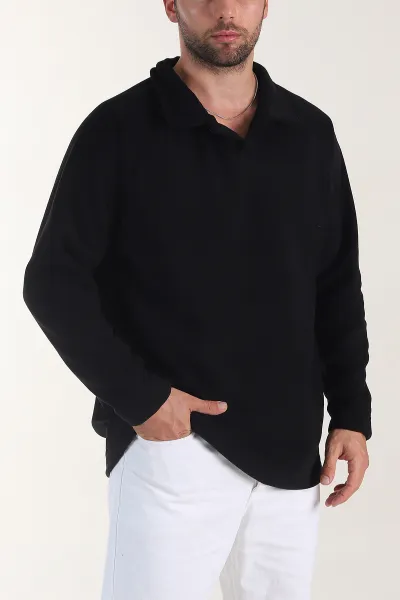 siyah-polo-yaka-dugmeli-uzun-kollu-polar-kumas-erkek-sweatshirt-404278
