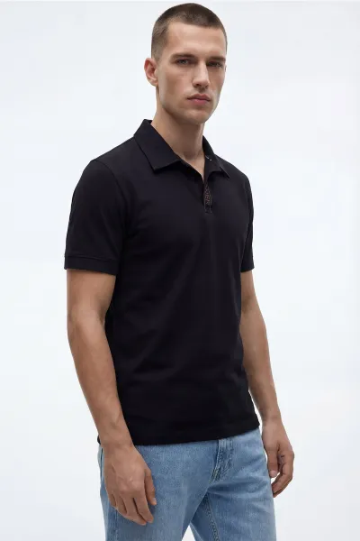 Siyah Polo Yaka Erkek Tişört 435348