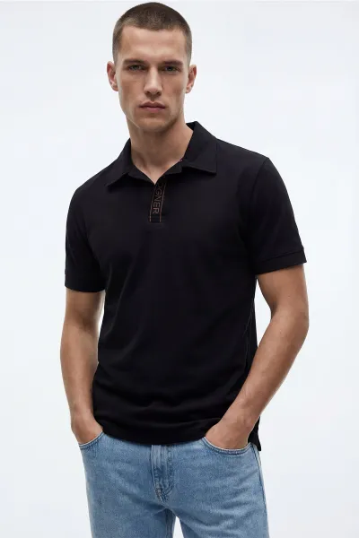 Siyah Polo Yaka Erkek Tişört 435348
