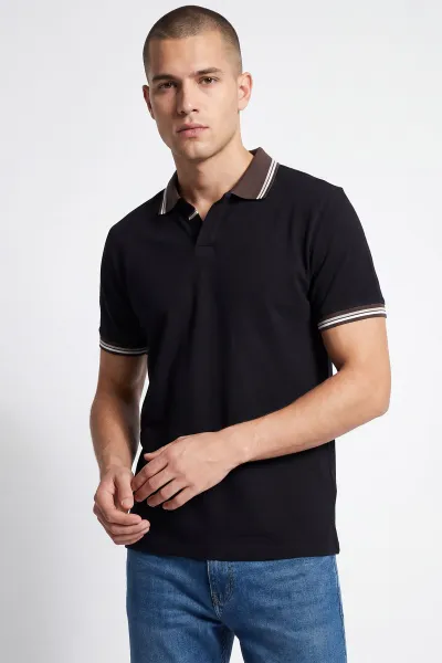 Siyah Polo Yaka Erkek Tişört 435383