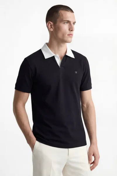 Siyah Polo Yaka Erkek Tişört 435552