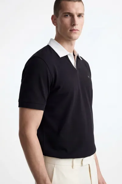 Siyah Polo Yaka Erkek Tişört 435552