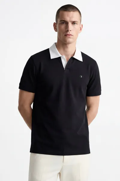 Siyah Polo Yaka Erkek Tişört 435552