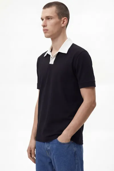 Siyah Polo Yaka Erkek Tişört 435577
