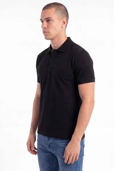 Siyah Polo Yaka Erkek Tişört 458858