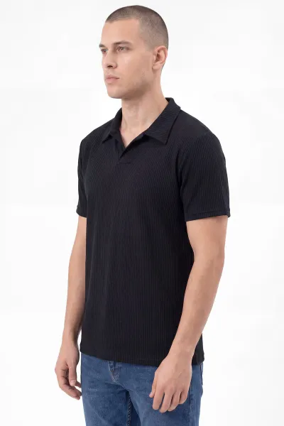 Siyah Polo Yaka Erkek Tişört 458874
