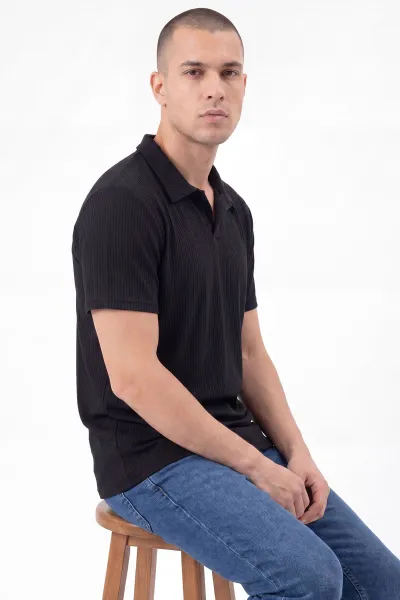 Siyah Polo Yaka Erkek Tişört 458874