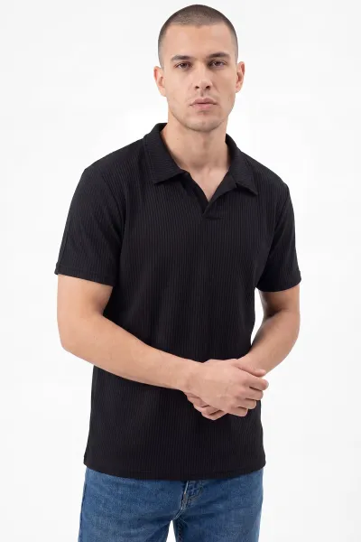 Siyah Polo Yaka Erkek Tişört 458874