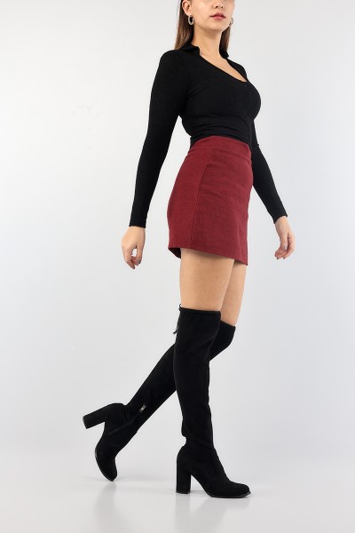 Siyah Polo Yaka Fermuarlı Bluz 88730