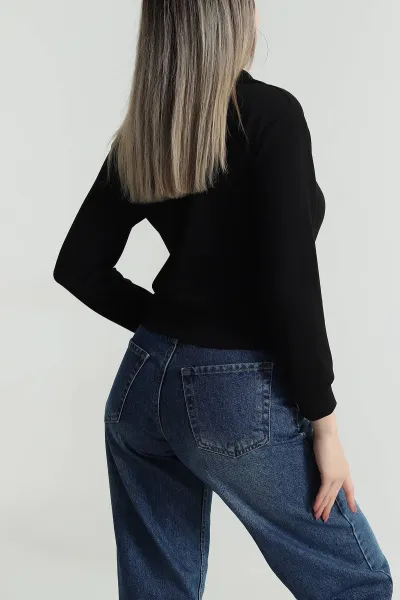 Siyah Polo Yaka Oysho Kadın Bluz 486675