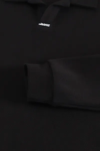 Siyah Polo Yaka Uzun Kollu Erkek Sweatshirt 397135