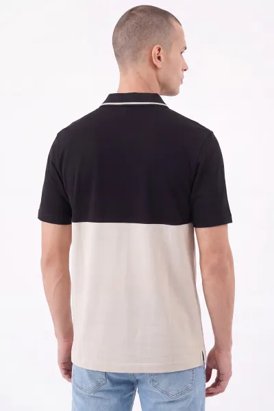 Siyah Polo Yaka Yarım Fermuarlı Erkek Tişört 471711