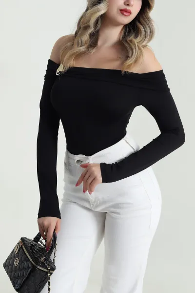 Siyah Polyemid Tokalı Kadın Bluz 482878