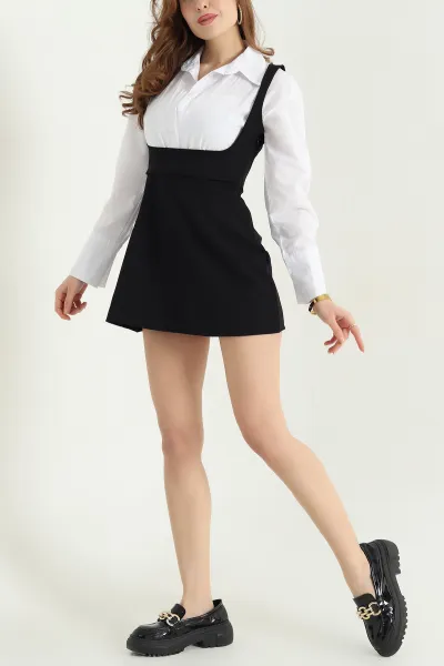 Siyah Poplin Garnilli Salopet Elbise 337806