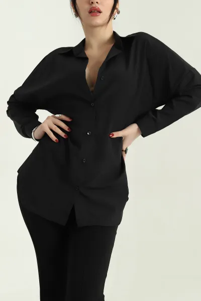Siyah Poplin Kumaş Gömlek Tunik 336935