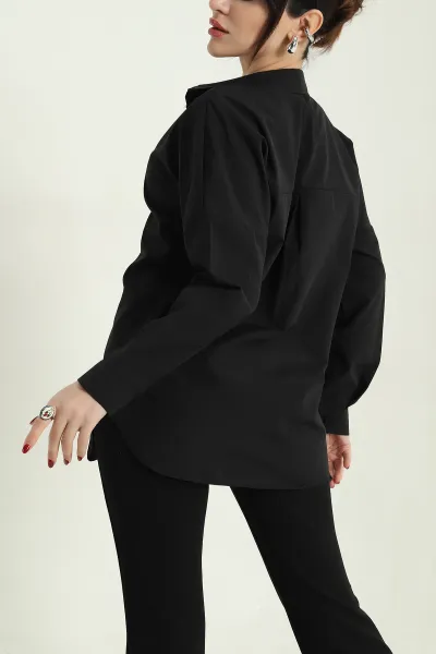 Siyah Poplin Kumaş Gömlek Tunik 336935