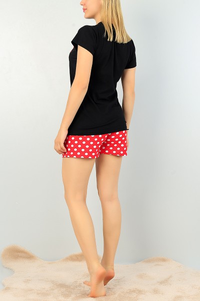 Siyah Puantiye Desen Bayan Pijama Takımı 68292