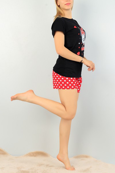 Siyah Puantiye Desen Bayan Pijama Takımı 68292