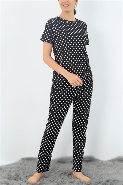 Siyah Puantiyeli Bayan Pijama Takımı 32943