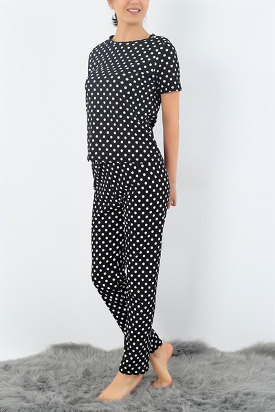 Siyah Puantiyeli Bayan Pijama Takımı 32943