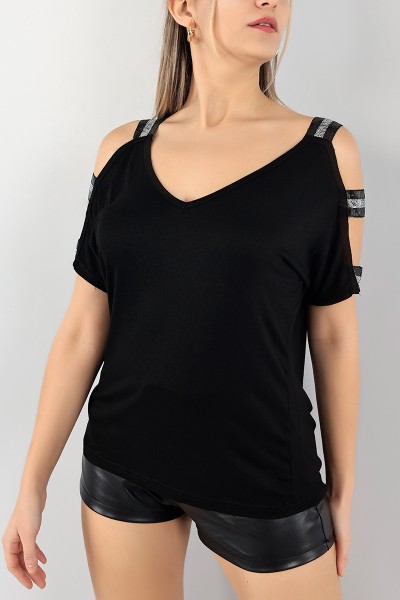 Siyah Pul İşlemeli Bluz 103834
