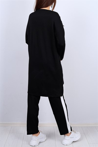 Siyah Pullu Bayan Tunik Pantolon Takım 12270B