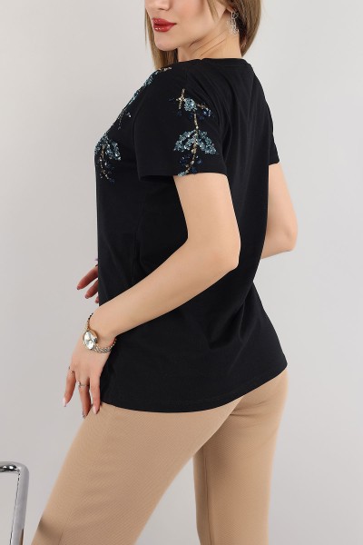 Siyah Pullu Tasarım Tişört 169306