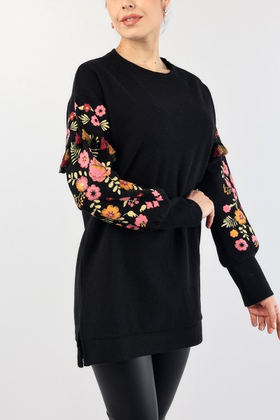 Siyah Püsküllü Selanik Triko Tunik 88550