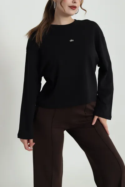 Siyah Rahat Kalıp Kadın Body Bluz 483591