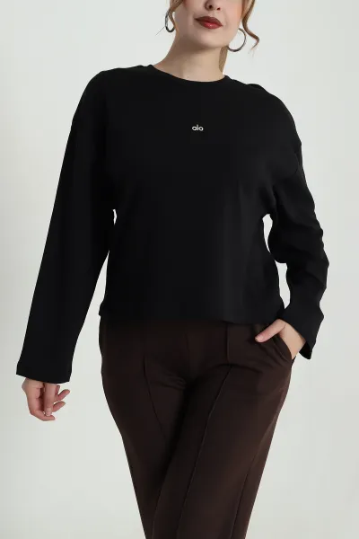 Siyah Rahat Kalıp Kadın Body Bluz 483591
