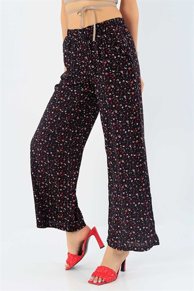 Siyah Rahat Kesim Viskon Pantolon 37766