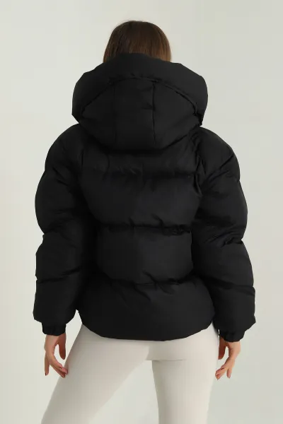 Siyah Reglan Kol Detay Şişme Kadın Mont 396592