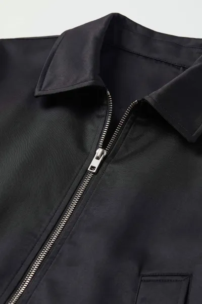 Siyah Reglan Kol Fermuarlı Erkek Ceket 491792