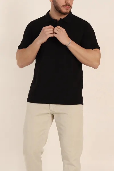 Siyah Regular Fit Basic Polo Yaka Erkek Tişört 342460