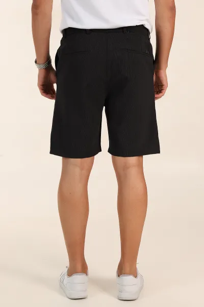 Siyah Regular Fit Bel Lastikli Erkek Şort 385202