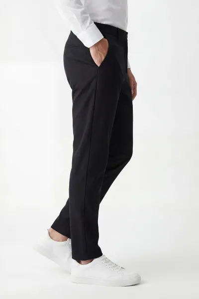 Siyah Regular Fit Beli Lastikli Erkek Pantolon 430618