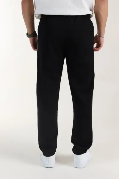 Siyah Regular Fit Çimalı Şerit Detaylı Erkek Eşofman Altı 402365