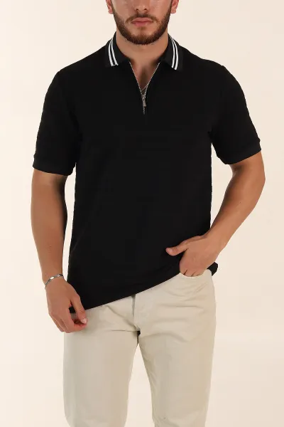 siyah-regular-fit-cizgi-dokulu-fermuarli-polo-yaka-erkek-triko-tisort-370052
