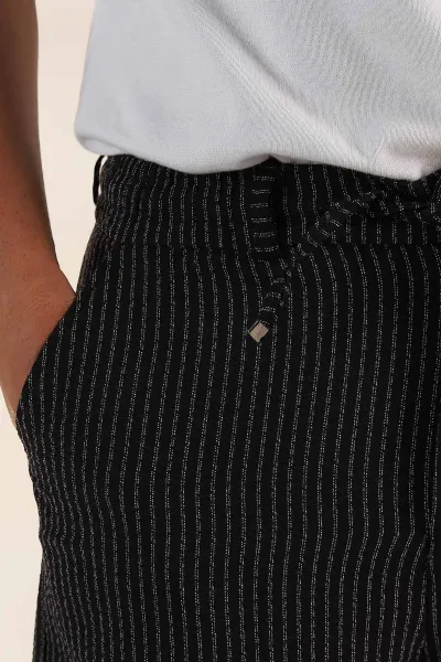 Siyah Regular Fit Çizgili Erkek Şort 385194