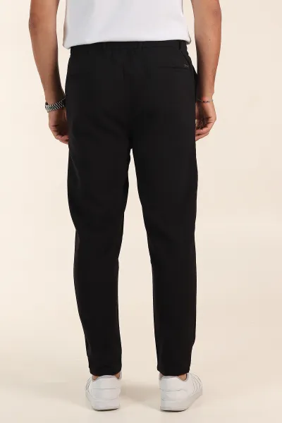 Siyah Regular Fit Dokulu Bel Lastikli Erkek Pantolon 382282