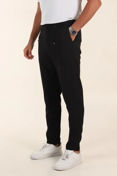 siyah-regular-fit-dokulu-bel-lastikli-erkek-pantolon-382282