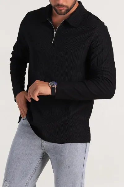 siyah-regular-fit-fitilli-doku-polo-yaka-sweatshirt-299825